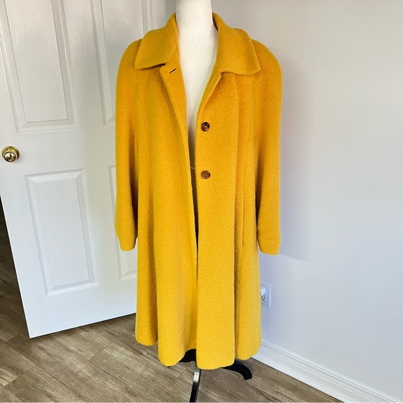 Set of 3 yellow:retro-50’s swing mohair-wool mix coat w/scarf & flip mitts - Picture 12 of 16